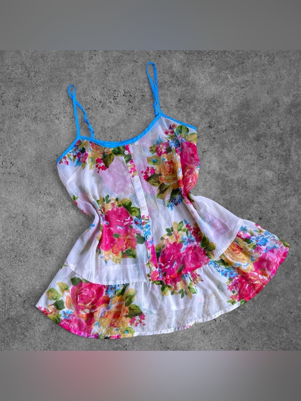 Y2K Floral Babydoll Tank Top